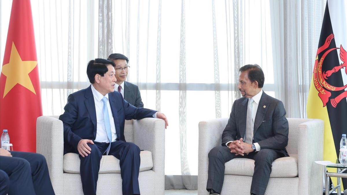 Chủ tịch nước Lương Cường hội kiến Quốc vương Brunei Darussalam Hassanal Bolkiah nhân dịp tham dự Tuần lễ cấp cao APEC 2024 tại Lima, Peru (14/11/2024)