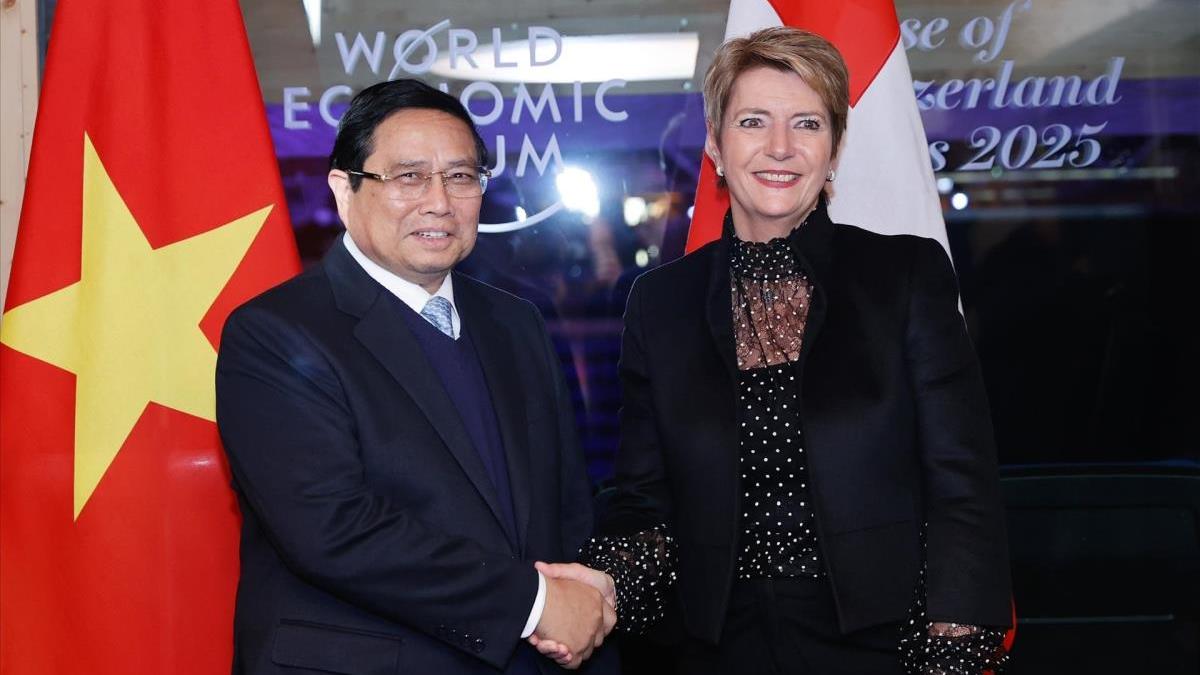 Thủ tướng Phạm Minh Chính hội đàm với Tổng thống Thuỵ Sĩ - NÂNG CẤP ĐỐI TÁC TOÀN DIỆN, nhân chuyến dự Hội nghị thường niên Diễn đàn Kinh tế thế giới - WEF Davos lần thứ 55 (21/1/2025)
