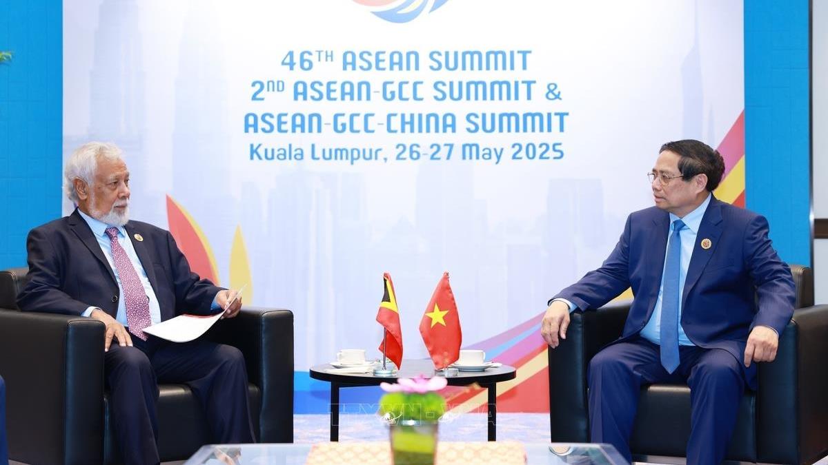 Thủ tướng Phạm Minh Chính gặp Thủ tướng Timor-Leste Xanana Gusmao, nhân dự Hội nghị Cấp cao ASEAN 46 tại Malaysia (27/5/2025)