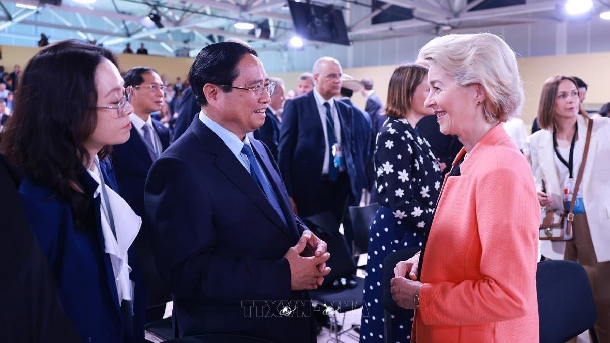 Thủ tướng Phạm Minh Chính gặp các Lãnh đạo Liên minh châu Âu nhân dịp dự Hội nghị Cấp cao lần thứ 3 của Liên hợp quốc về Đại dương (UNOC 3) tại Pháp (9/6/2025)