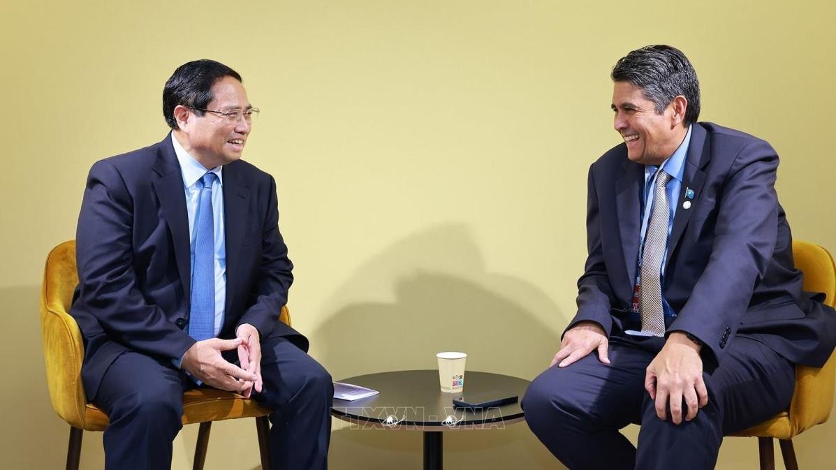 Thủ tướng Phạm Minh Chính gặp Tổng thống Palau Surangel Samuel Whipps Jr. nhân dịp dự Hội nghị Đại dương Liên hợp quốc tại Pháp (9/6/2025)