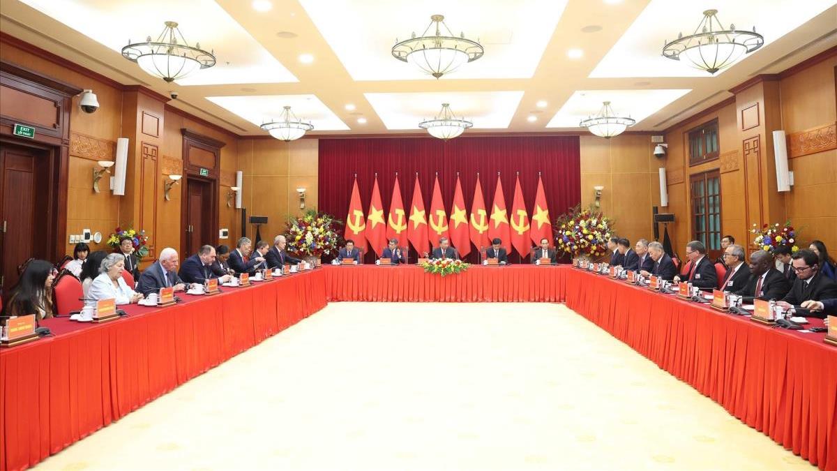 Tổng Bí thư Tô Lâm tiếp Trưởng đoàn chính đảng các nước tham dự Lễ kỷ niệm 80 năm Cách mạng tháng Tám và Quốc khánh 2/9