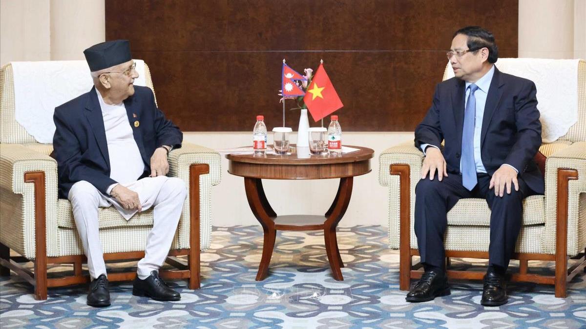 Thủ tướng Phạm Minh Chính hội kiến Thủ tướng Nepal Khadga Prasad Sharma Oli, nhân dịp tham dự Hội nghị thượng đỉnh SCO 2025 (31/8/2025)
