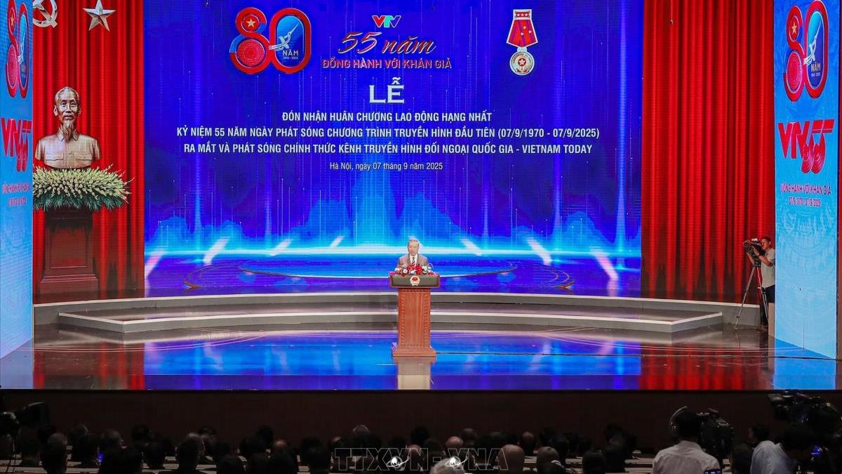 Tổng Bí thư Tô Lâm dự Lễ kỷ niệm 55 năm Ngày phát sóng Chương trình truyền hình đầu tiên của Đài Truyền hình Việt Nam