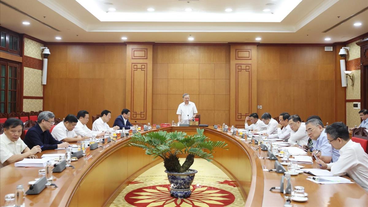  Tổng Bí thư Tô Lâm làm việc với Thường trực các Tiểu ban Đại hội XIV của Đảng