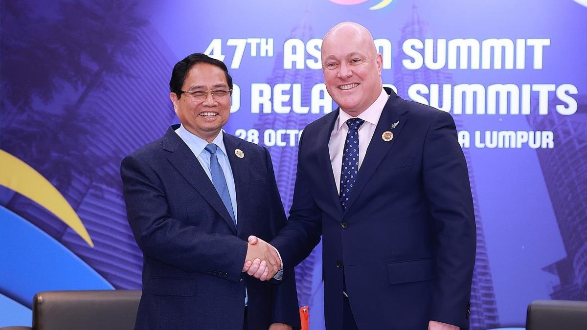 Thủ tướng Phạm Minh Chính gặp Thủ tướng New Zealand Christopher Luxon nhân dịp dự Hội nghị Cấp cao ASEAN 47 tại Malaysia (27/10/2025)
