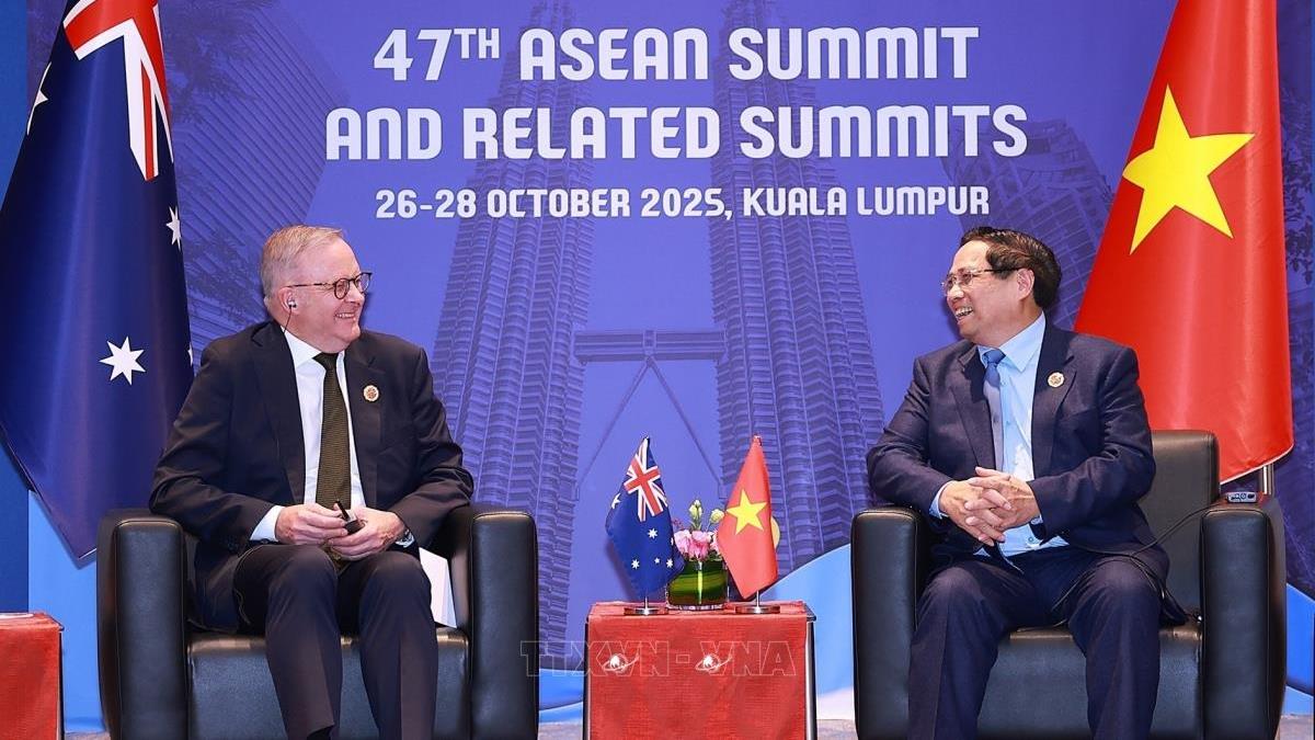 Thủ tướng Phạm Minh Chính gặp Thủ tướng Australia Anthony Albanese nhân dịp dự Hội nghị Cấp cao ASEAN 47 tại Malaysia (27/10/2025)