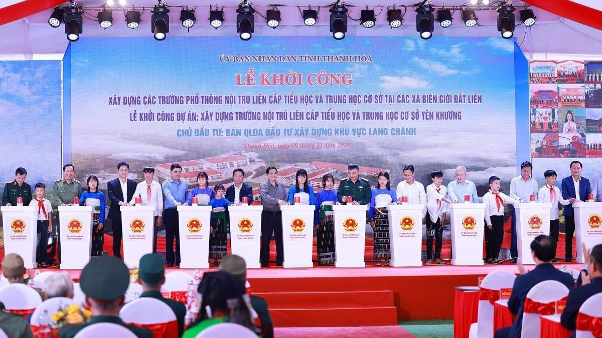 Đồng loạt khởi công trường phổ thông nội trú liên cấp tại các xã biên giới đất liền