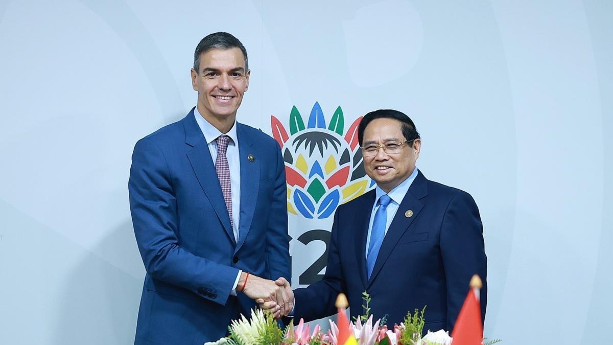 Thủ tướng Phạm Minh Chính gặp Thủ tướng Tây Ban Nha Pedro Sánchez nhân dự Hội nghị Thượng đỉnh G20 tại Nam Phi (22/11/2025)