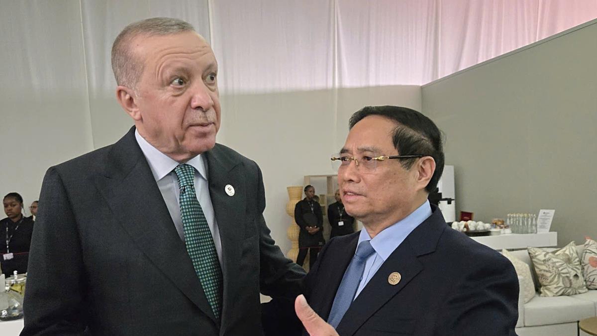 Thủ tướng Phạm Minh Chính gặp Tổng thống Thổ Nhĩ Kỳ Recep Tayyip Erdoğan nhân dự Hội nghị Thượng đỉnh G20 tại Nam Phi (22/11/2025)