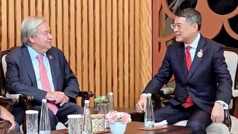 Thủ tướng Lê Minh Hưng gặp Tổng Thư ký Liên hợp quốc  Antonio Guterres nhân dự Hội nghị Thượng đỉnh BRICS tại Ấn Độ (13/9/2026)