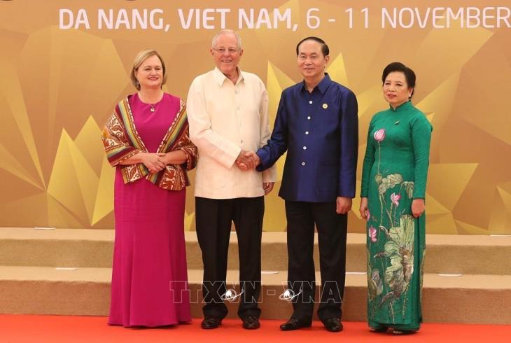 Chủ tịch nước Trần Đại Quang gặp Tổng thống Peru Pedro Pablo Kuczynski nhân dịp tham dự Tuần lễ Cấp cao APEC lần thứ 25 (APEC 2017) tại Việt Nam (9/11/2017)