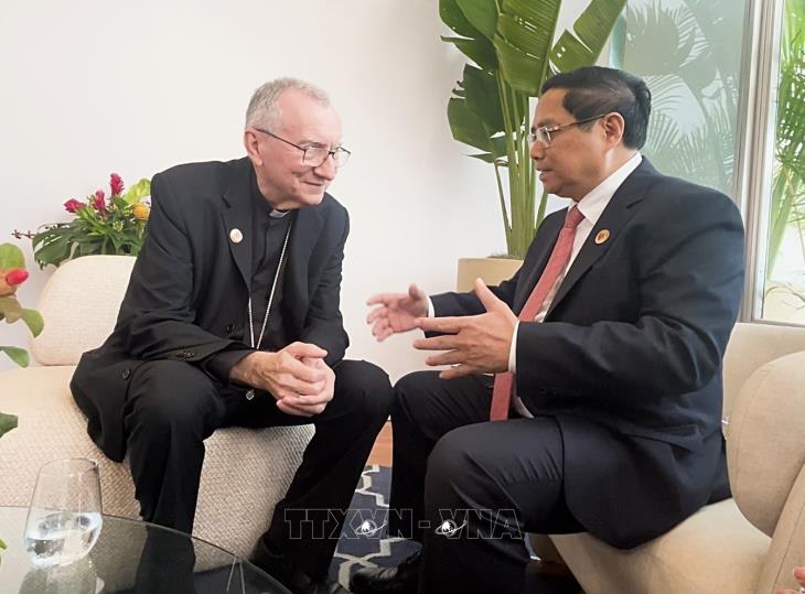 Thủ tướng Phạm Minh Chính gặp Thủ tướng Vatican, Hồng y Pietro Parolin nhân dịp tham dự Hội nghị thượng đỉnh G20 tại Brazil (19/11/2024)
