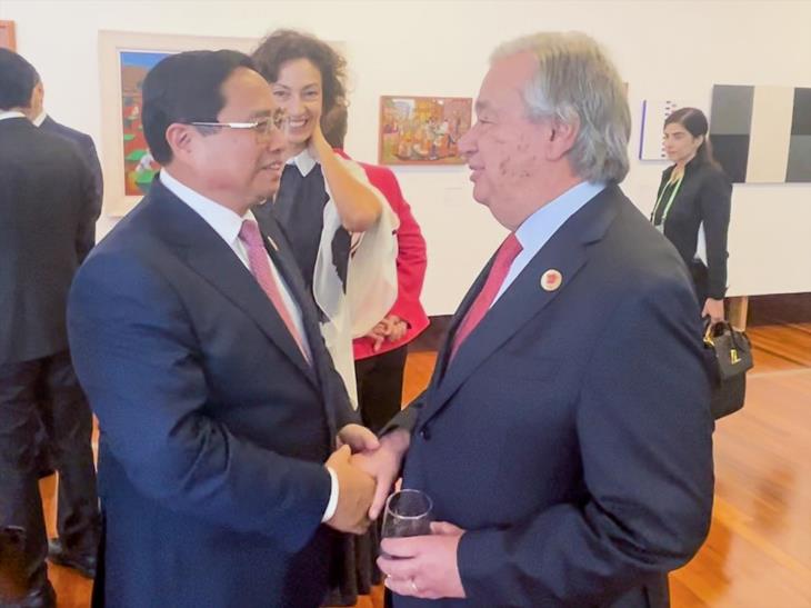 Thủ tướng Phạm Minh Chính gặp Tổng Thư ký LHQ António Guterres nhân dịp tham dự Hội nghị thượng đỉnh G20 tại Brazil (18/11/2024)
