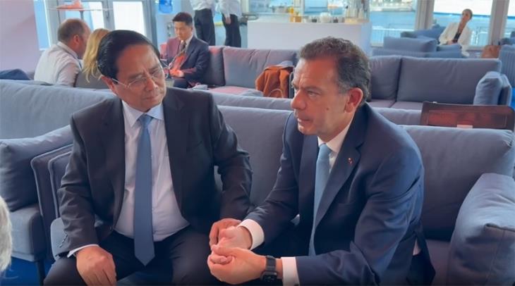 Thủ tướng Phạm Minh Chính gặp Thủ tướng Bồ Đào Nha Luis Montenegro nhân dịp dự Hội nghị Đại dương Liên hợp quốc tại Pháp (9/6/2025)