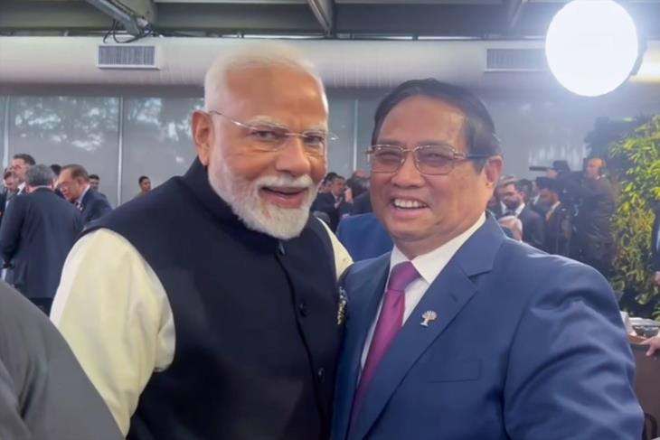 Thủ tướng Phạm Minh Chính gặp Thủ tướng Ấn Độ Narendra Modi nhân dịp dự Hội nghị BRICS tại Brazil (6/7/2025)