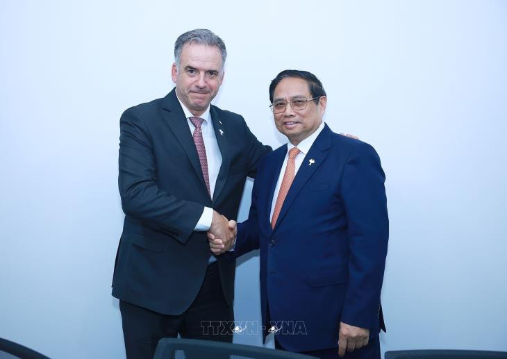 Thủ tướng Phạm Minh Chính hội kiến Tổng thống Uruguay Yamandu Orsi nhân dịp dự Hội nghị BRICS tại Brazil (7/7/2025)