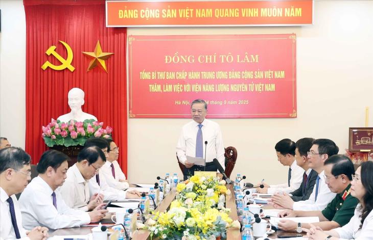 Tổng Bí thư Tô Lâm làm việc với Viện Năng lượng Nguyên tử Việt Nam