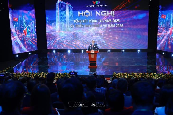 Thủ tướng Phạm Minh Chính dự Hội nghị tổng kết công tác năm 2025 và triển khai nhiệm vụ năm 2026 của Đài truyền hình Việt Nam