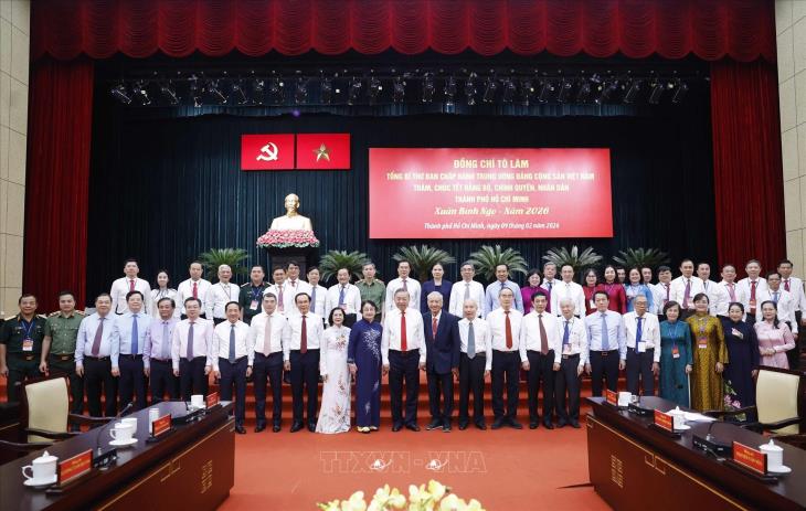 Tổng Bí thư Tô Lâm chúc Tết Đảng bộ, chính quyền và Nhân dân Thành phố Hồ Chí Minh