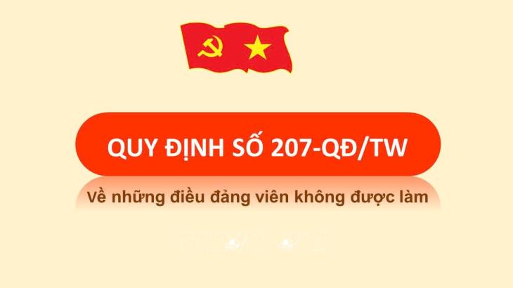 Quy định số 207-QĐ/TW của Ban Chấp hành Trung ương về những điều đảng viên không được làm