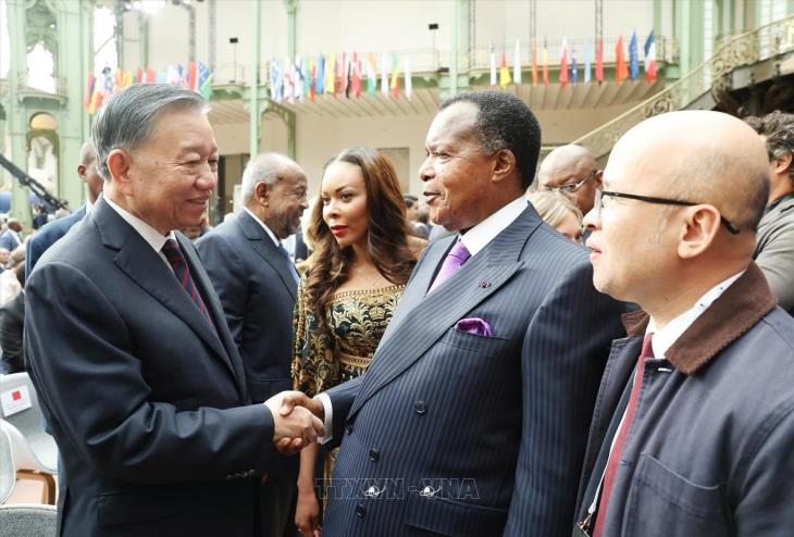 Tổng Bí thư, Chủ tịch nước Tô Lâm gặp Tổng thống CH Congo Denis Sassou NGuesso nhân dịp tham dự Hội nghị Thượng đỉnh Không gian vũ trụ tại Paris, Pháp (10/9/2026)