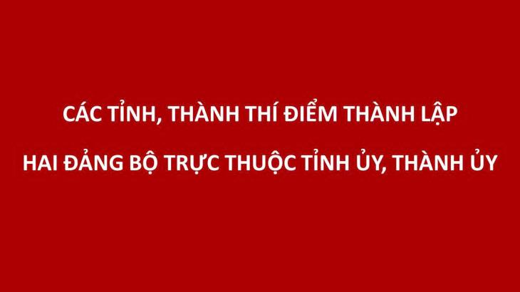 Các tỉnh, thành thí điểm thành lập hai đảng bộ trực thuộc Tỉnh ủy, Thành ủy